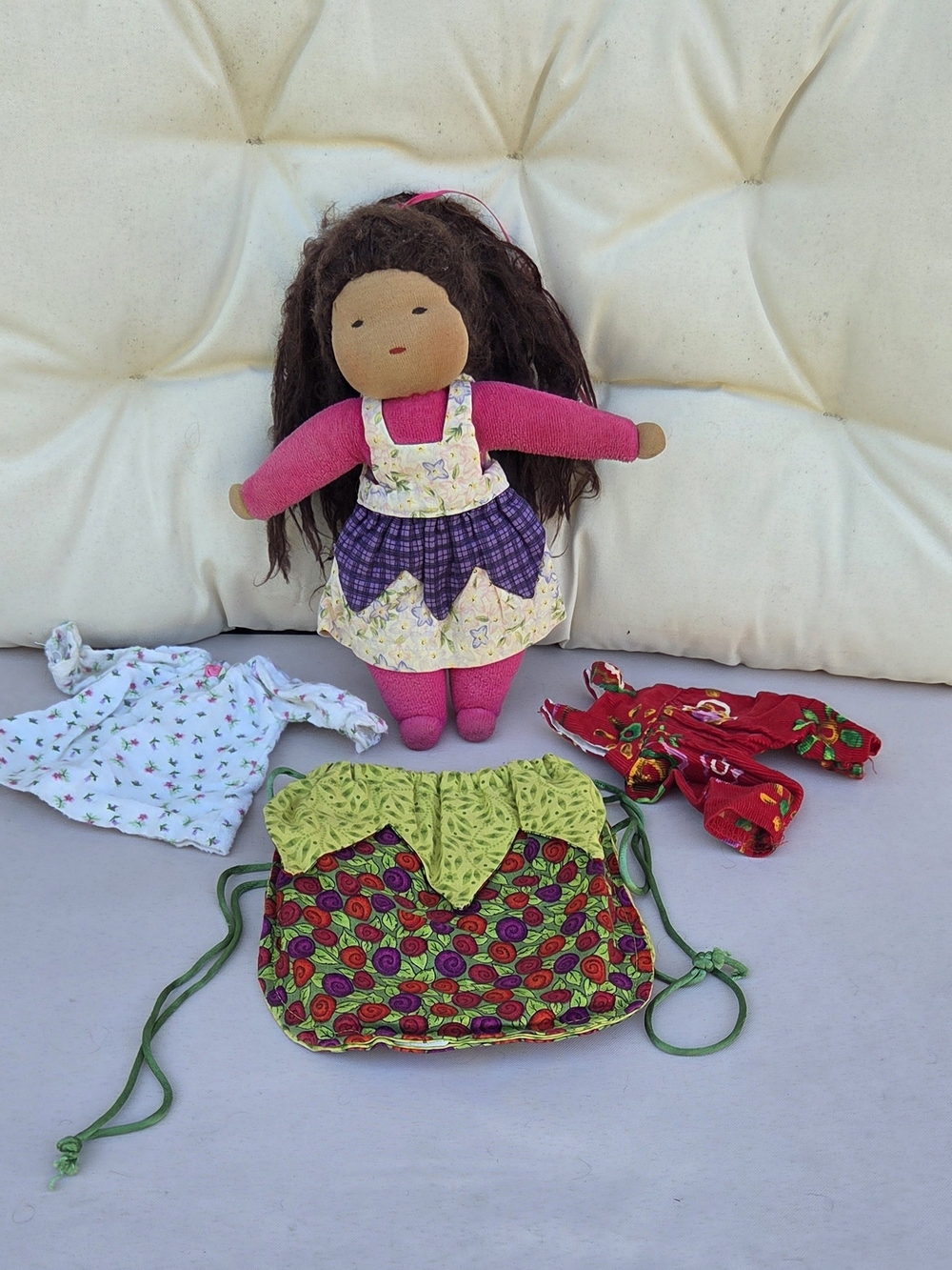 Vintage Magic Cabin 9" Waldorf Cloth Doll Bundle with 3 Tagged Outfits & Bag